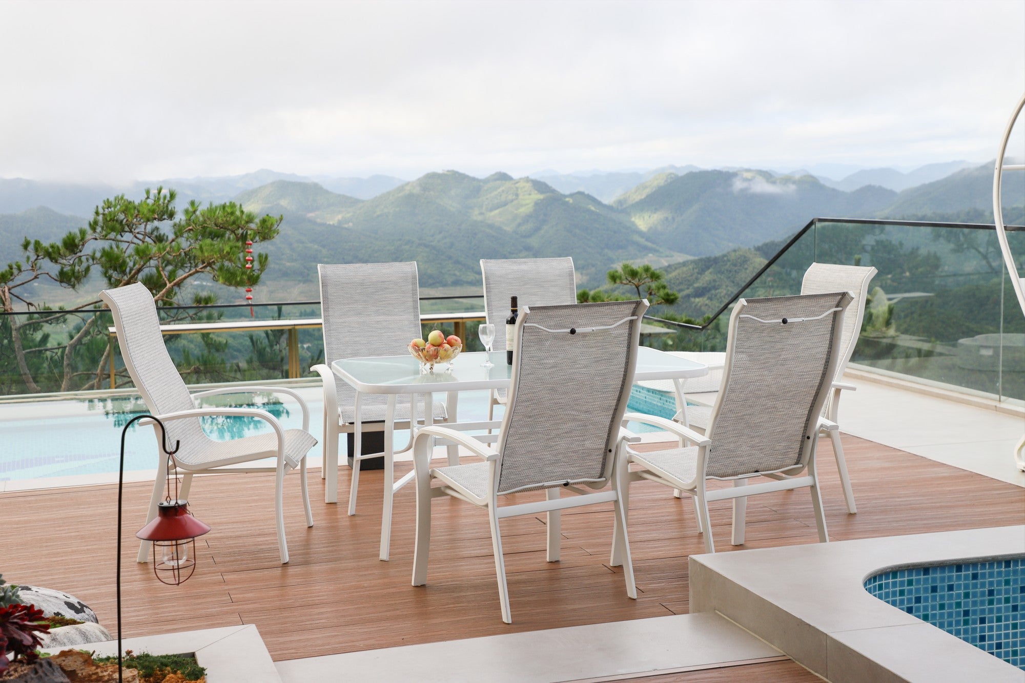 Redwood Patio Aluminum Sling Stackable Dining Chair/Outdoor Dining Chair Set of 2