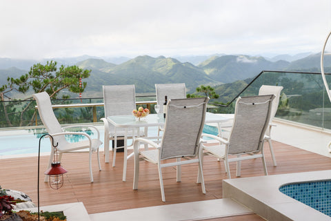 Redwood Patio Aluminum Sling Stackable Dining Chair/Outdoor Dining Chair Set of 2