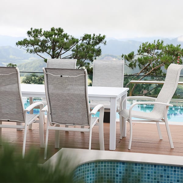 Redwood Patio Aluminum Sling Stackable Dining Chair/Outdoor Dining Chair Set of 2