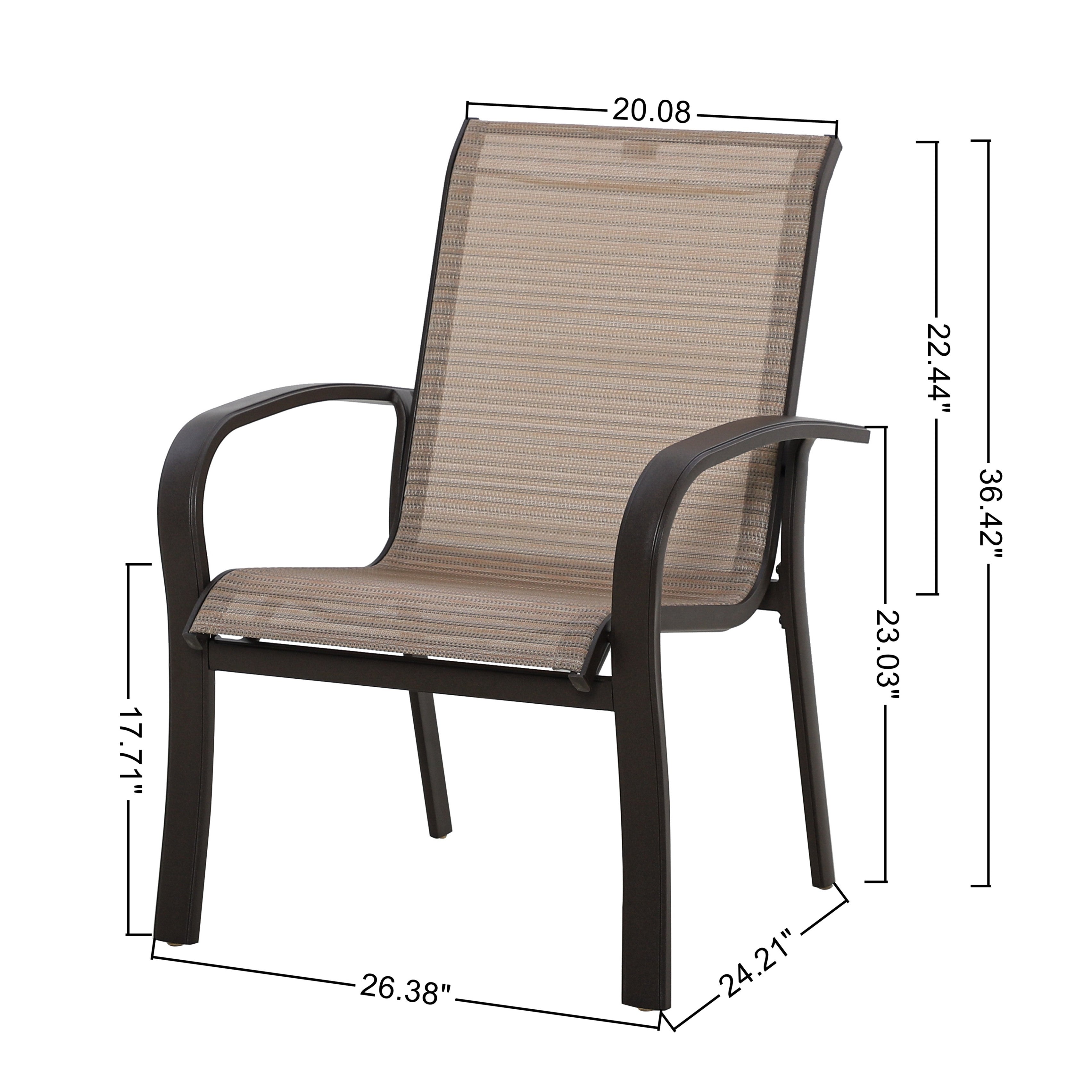 Yellowstone Patio Aluminum Sling Stackable Dining Chair / Outdoor Dining Chair Set of 2