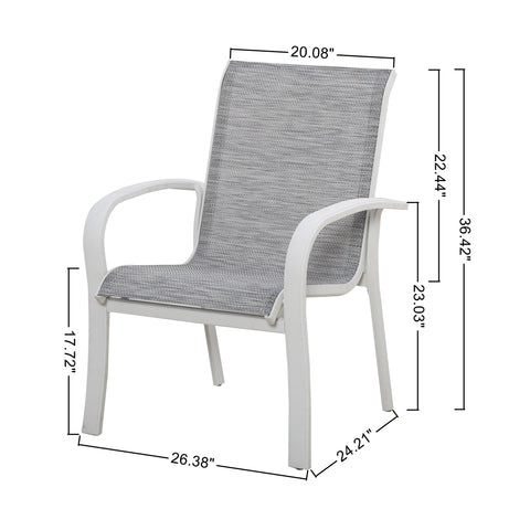 Redwood Patio Aluminum Sling Stackable Dining Chair/Outdoor Dining Chair Set of 2
