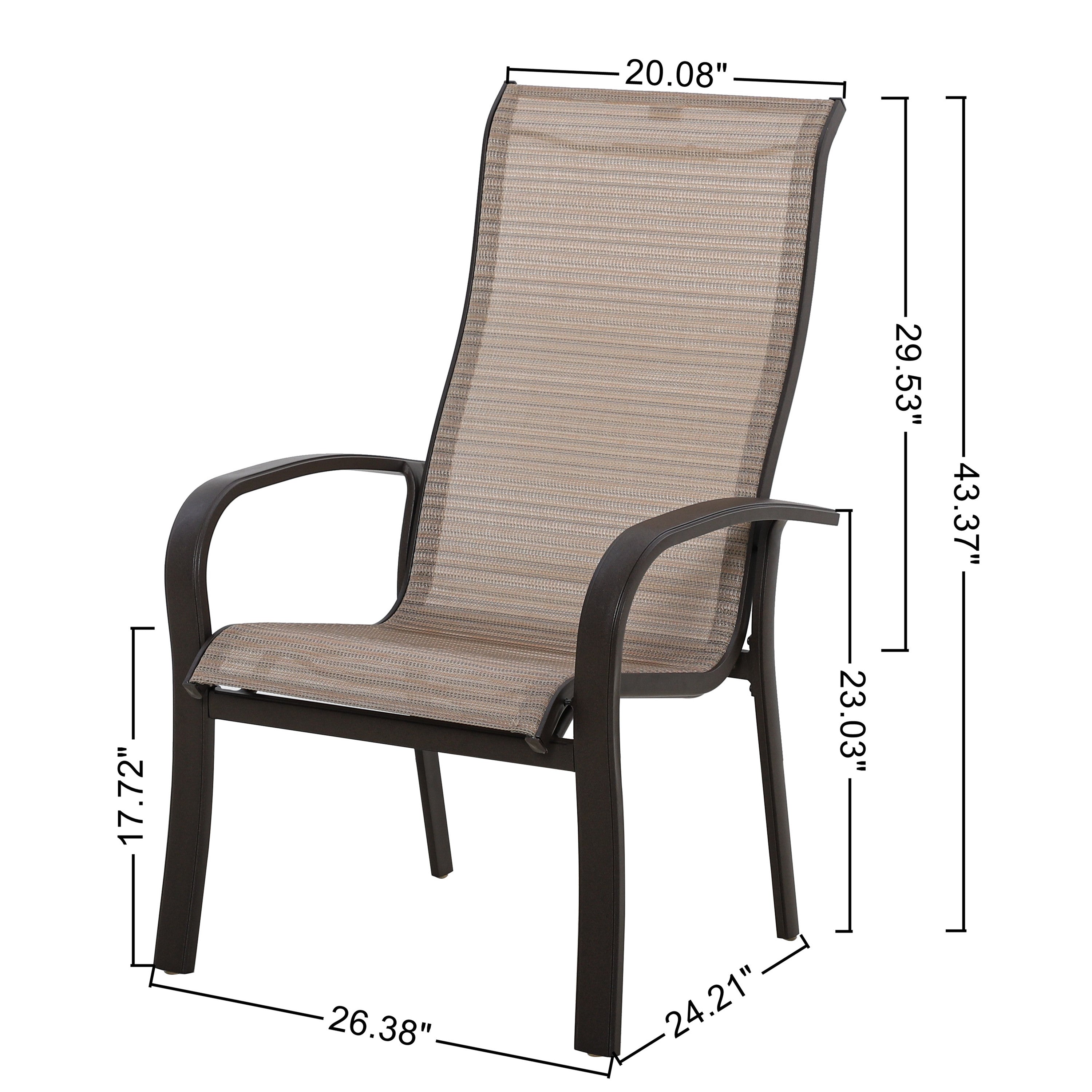 Yellowstone Patio Aluminum Sling Stackable Dining Chair / Outdoor Dining Chair Set of 2