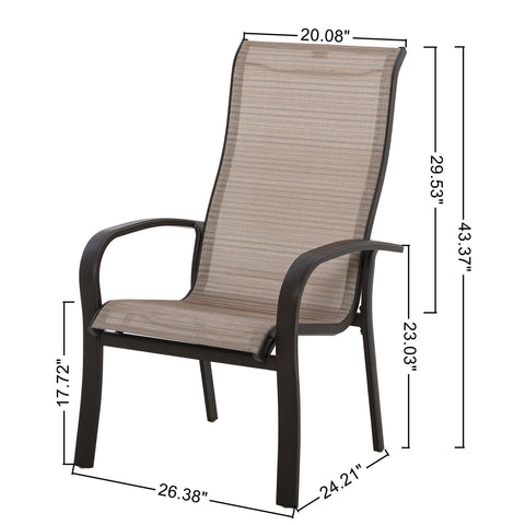 Yellowstone Patio Aluminum Sling Stackable Dining Chair / Outdoor Dining Chair Set of 2