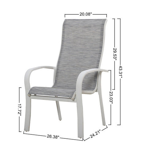 Redwood Patio Aluminum Sling Stackable Dining Chair/Outdoor Dining Chair Set of 2