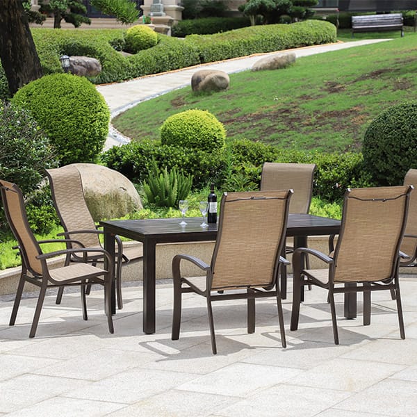 Yellowstone Patio Aluminum Sling Stackable Dining Chair / Outdoor Dining Chair Set of 2