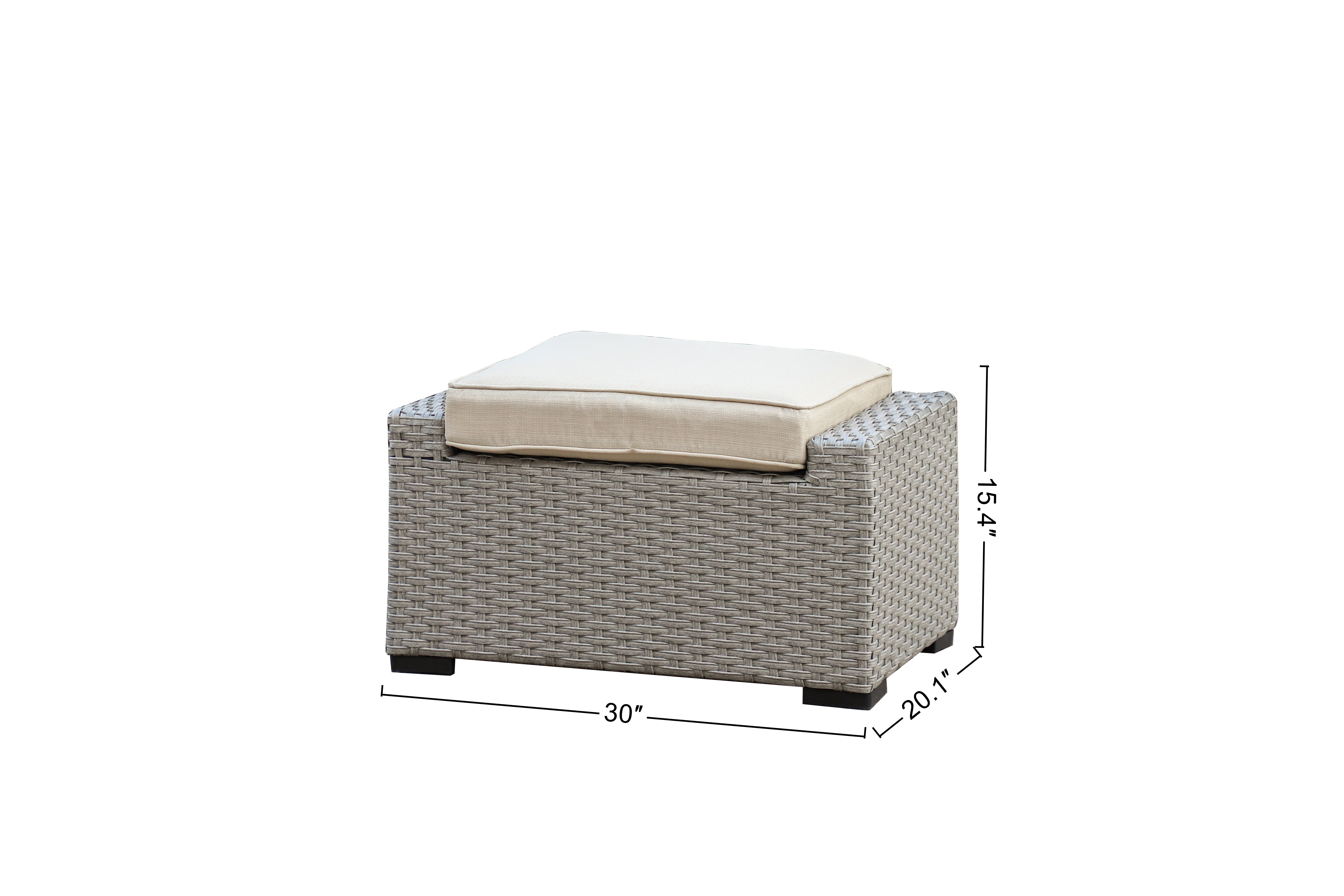 Savannah 5-Piece Outdoor Wicker Sofa Set with Swiver Chair, Ottoman & Beige Cushions | Outdoor Coversation Set