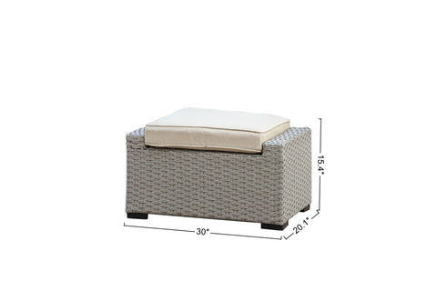Savannah 5-Piece Outdoor Wicker Sofa Set with Swiver Chair, Ottoman & Beige Cushions | Outdoor Coversation Set