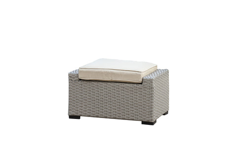 Savannah 5-Piece Outdoor Wicker Sofa Set with Swiver Chair, Ottoman & Beige Cushions | Outdoor Coversation Set
