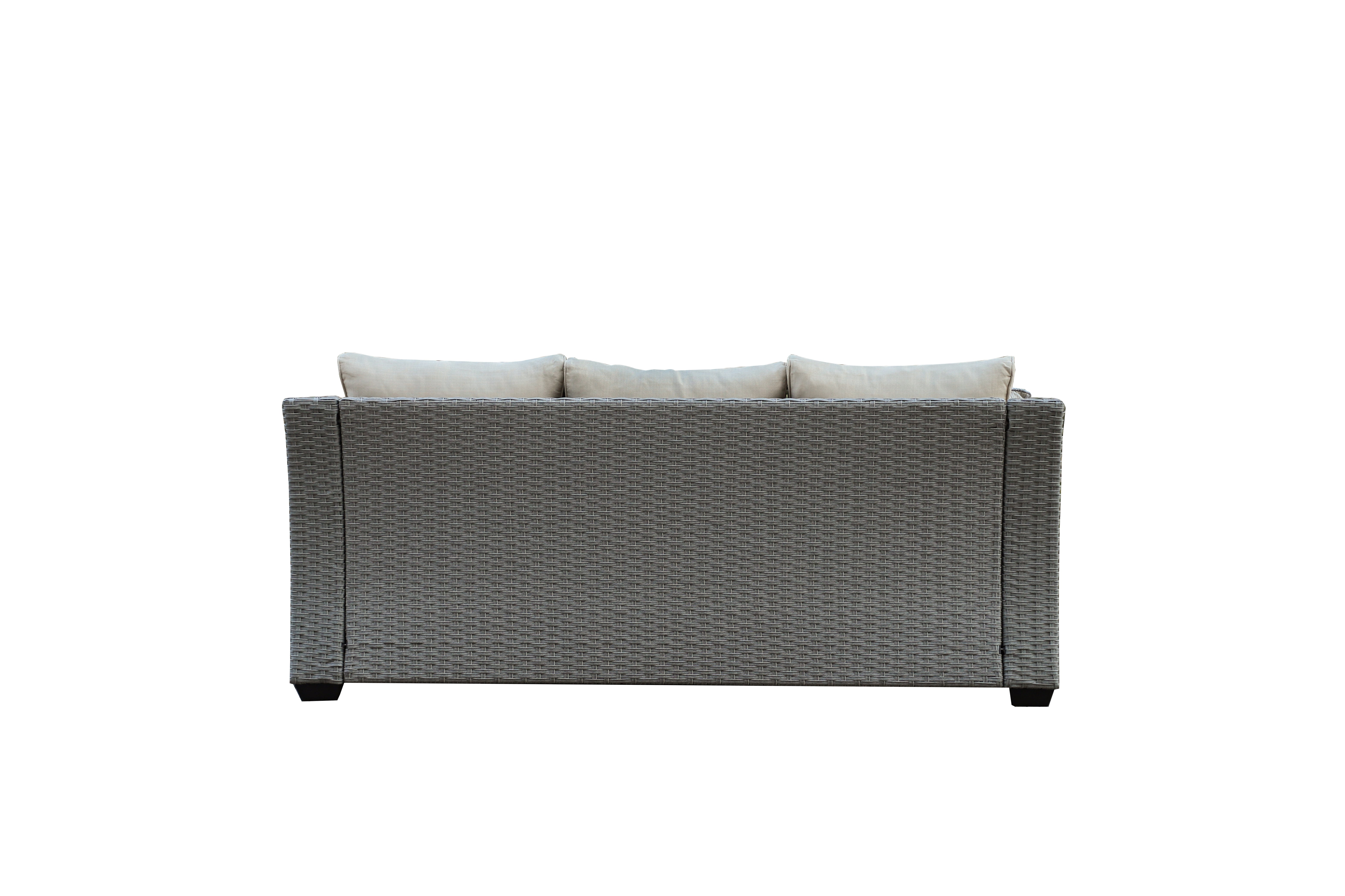 Savannah 5-Piece Outdoor Wicker Sofa Set with Swiver Chair, Ottoman & Beige Cushions | Outdoor Coversation Set