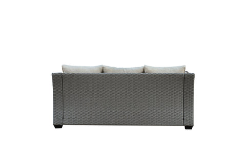 Savannah 5-Piece Outdoor Wicker Sofa Set with Swiver Chair, Ottoman & Beige Cushions | Outdoor Coversation Set